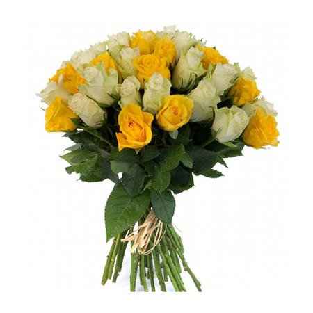 51 роза желто-белая (40 см)
