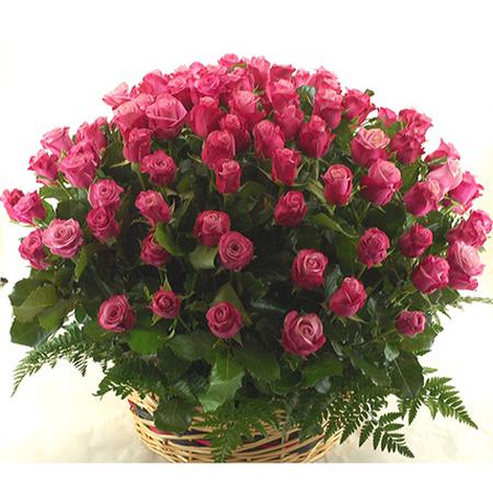 Корзина из 151 розовой розы «Дип вотер»